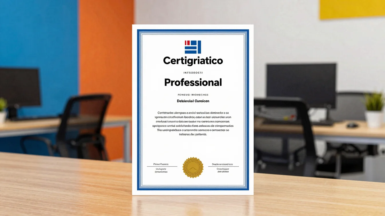 Primer plano de un certificado profesional con sello oficial en u